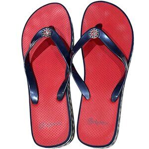 Brighton Wedge Medallion Red White Blue Flip Flop Thong Sandal Size 10